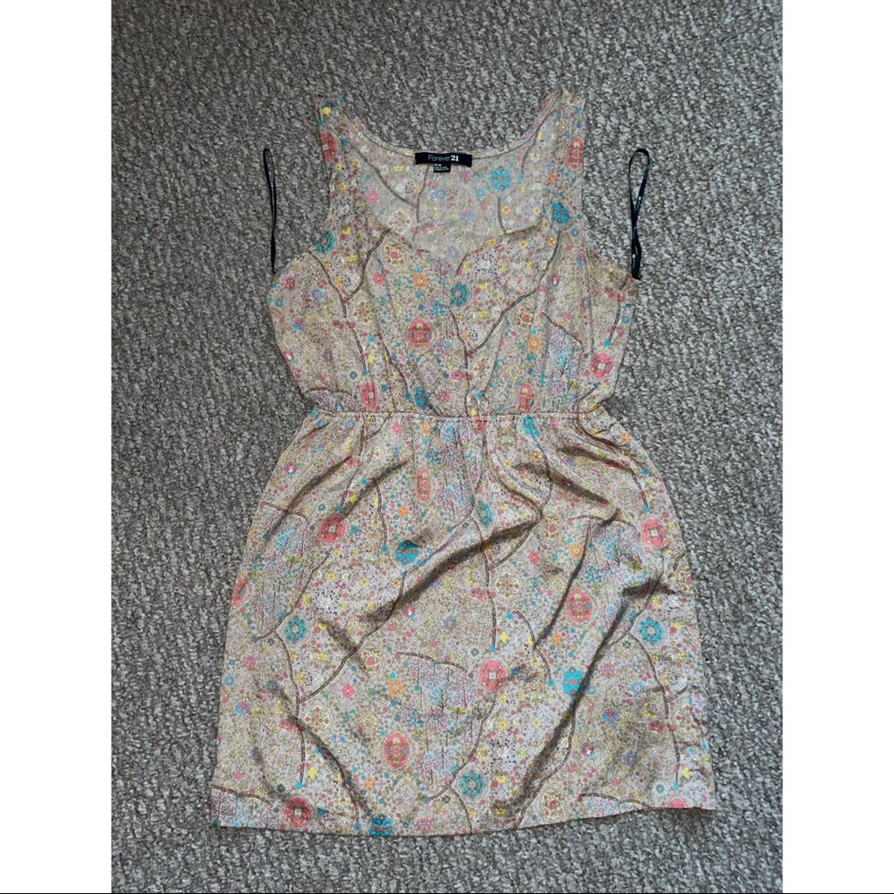 Forever 21 Tan Floral Summer Mini Dress